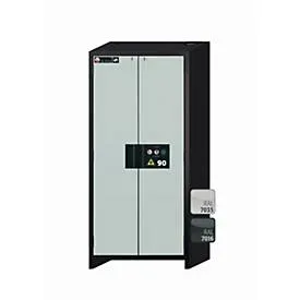 Sicherheitsschrank Typ 90 asecos Q-CLASSIC-90, Flügeltüren, Front Lichtgrau, B 893 x T 615 x H 1953 mm