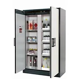 Sicherheitsschrank Typ 90 asecos Q-CLASSIC-90, Flügeltüren, Front Reinweiss, B 1193 x T 615 x H 1953 mm
