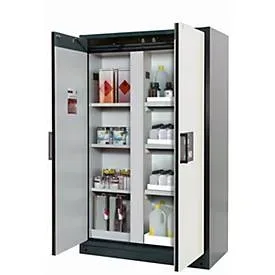 Sicherheitsschrank Typ 90 asecos Q-CLASSIC-90, Flügeltüren, Front Reinweiss, B 1193 x T 615 x H 1953 mm