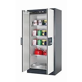 Sicherheitsschrank Typ 90 asecos Q-CLASSIC-90, Flügeltüren, Front Reinweiss, B 893 x T 615 x H 1953 mm
