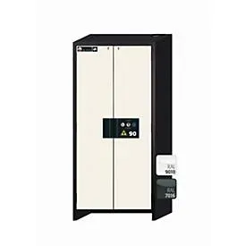 Sicherheitsschrank Typ 90 asecos Q-CLASSIC-90, Flügeltüren, Front Reinweiss, B 893 x T 615 x H 1953 mm