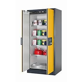 Sicherheitsschrank Typ 90 asecos Q-CLASSIC-90, Flügeltüren, Front Sicherheitsgelb, B 893 x T 615 x H 1953 mm