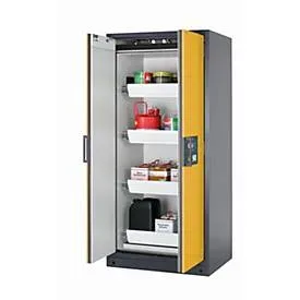 Sicherheitsschrank Typ 90 asecos Q-CLASSIC-90, Flügeltüren, Front Sicherheitsgelb, B 893 x T 615 x H 1953 mm