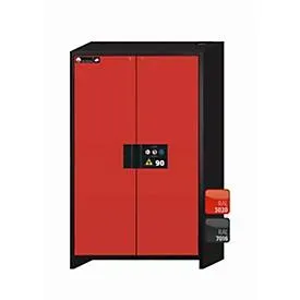 Sicherheitsschrank Typ 90 asecos Q-CLASSIC-90, Flügeltüren, Front Verkehrsrot, B 1193 x T 615 x H 1953 mm