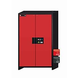 Sicherheitsschrank Typ 90 asecos Q-CLASSIC-90, Flügeltüren, Front Verkehrsrot, B 1193 x T 615 x H 1953 mm