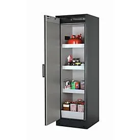 Sicherheitsschrank Typ 90 asecos Q-PEGASUS-90, Flügeltür mit Schliess-Automatik, Anschlag links, Front Lichtgrau, B 599 x T 615 x H 1953 mm