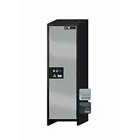 Sicherheitsschrank Typ 90 asecos Q-PEGASUS-90, Flügeltür mit Schliess-Automatik, Anschlag rechts, Front asecos Silber, B 599 x T 615 x H 1953 mm
