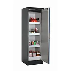 Sicherheitsschrank Typ 90 asecos Q-PEGASUS-90, Flügeltür mit Schliess-Automatik, Anschlag rechts, Front Enzianblau, B 599 x T 615 x H 1953 mm