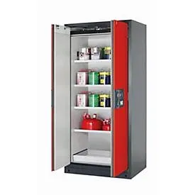 Sicherheitsschrank Typ 90 asecos Q-PEGASUS-90, Flügeltüren mit Schliess-Automatik, Einhandbedienung, Front Verkehrsrot, B 893 x T 615 x H 1953 mm