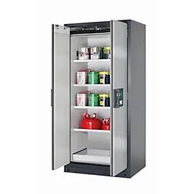 Sicherheitsschrank Typ 90 asecos Q-PEGASUS-90, Flügeltüren mit Schliess-Automatik, Einhandbedienung, Front asecos Silber, B 893 x T 615 x H 1953 mm