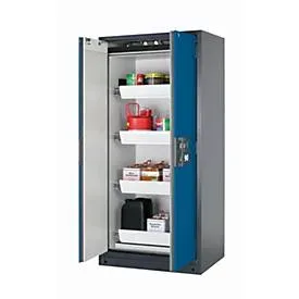 asecos® Brandschutzschrank Q-PEGASUS/Typ 90, 4 Auszugswannen, HxBxT 1.953 x 893 x 615 mm, enzianblau