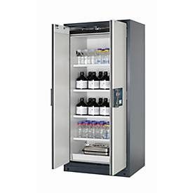 Sicherheitsschrank Typ 90 asecos Q-PEGASUS-90, Flügeltüren mit Schliess-Automatik, Einhandbedienung, Front Lichtgrau, B 893 x T 615 x H 1953 mm