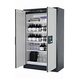 Sicherheitsschrank Typ 90 asecos Q-PEGASUS-90, Flügeltüren mit Schliess-Automatik, Einhandbedienung, Front Lichtgrau, B 1193 x T 615 x H 1953 mm