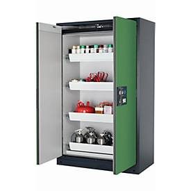 asecos® Brandschutzschrank Q-PEGASUS/Typ 90, 4 Auszugswannen, HxBxT 1.953 x 1.193 x 615 mm, resedagrün