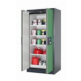 Sicherheitsschrank Typ 90 asecos Q-PEGASUS-90, Flügeltüren mit Schliess-Automatik, Einhandbedienung, Front Resedagrün, B 893 x T 615 x H 1953 mm