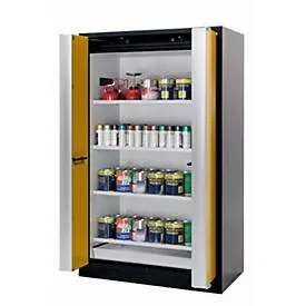 Sicherheitsschrank Typ 90 asecos Q-PHOENIX-90, Falttüren, Front Sicherheitsgelb, B 1193 x T 615 x H 1953 mm