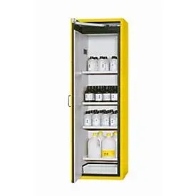 Sicherheitsschrank Typ 90 asecos S-CLASSIC-90, Flügeltür mit Türfeststellanlage, Anschlag links, Front Sicherheitsgelb, B 596 x T 616 x H 1968 mm