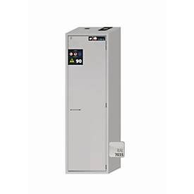 Sicherheitsschrank Typ 90 asecos S-CLASSIC-90, Flügeltür mit Türfeststellanlage, Anschlag rechts, Front Lichtgrau, B 596 x T 616 x H 1968 mm