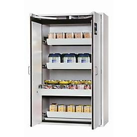 Sicherheitsschrank Typ 90 asecos S-CLASSIC-90, Flügeltüren mit Türfeststellanlage, Front Lichtgrau, B 1196 x T 616 x H 1968 mm