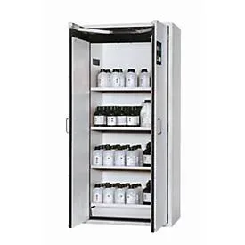 Sicherheitsschrank Typ 90 asecos S-CLASSIC-90, Flügeltüren mit Türfeststellanlage, Front Lichtgrau, B 896 x T 616 x H 1968 mm