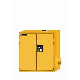 Sicherheitsschrank Typ 90 asecos S-CLASSIC-90, Flügeltüren mit Türfeststellanlage, Front Sicherheitsgelb, B 1196 x T 616 x H 1298 mm