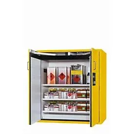 Sicherheitsschrank Typ 90 asecos S-CLASSIC-90, Flügeltüren, Front Sicherheitsgelb, B 1196 x T 616 x H 1298 mm