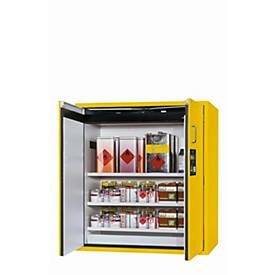 Sicherheitsschrank Typ 90 asecos S-PEGASUS-90, Flügeltüren mit Schliess-Automatik, Einhandbedienung, Front Sicherheitsgelb, B 1196 x T 616 x H 1298 mm