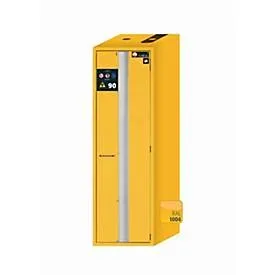Sicherheitsschrank Typ 90 asecos S-PHOENIX Vol.2-90, Falttür mit Schliess-Automatik, Anschlag rechts, Front Sicherheitsgelb, B 596 x T 749 x H 1968 mm