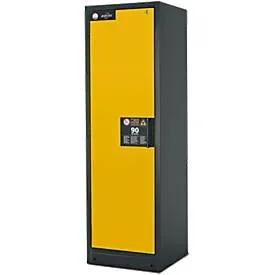 Sicherheitsschrank Typ 90, B 600 mm, Tür links, 6 Auszüge, sicherheitsgelb