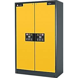 Sicherheitsschrank Typ 90, B 1200 mm, 4 Auszüge, sicherheitsgelb
