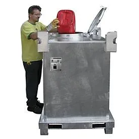 Sonderabfall-Behälter BAUER SAF 1000, Stahlblech, feuerverzinkt, abschliessbar, B 1200 x T 1000 x H 1400 mm