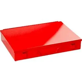Sortimentskoffer ADB, leer, 12-fache Einteilung, abschliessbar, mit Griff, B 330 x T 230 x H 50 mm, Stahl & ABS-Kunststoff, verkehrsrot RAL 3020