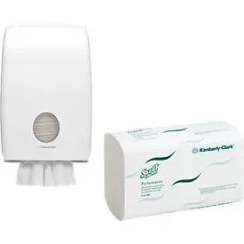 Sparset Scott Performance Interfold Falthandtücher, 30 x 212 St. + Gratis Spender