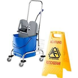 Sparset Reinigungswagen, 27 Liter + Gratis Aufsteller 