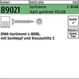 SPAX Schraubensortiment R 8902, L-BOXX YELLOX, Senkkopf Kreuzschlitz Z, Stahl gehärtet, 1 Stück