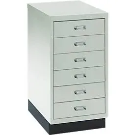 SSI Schubladenschrank DIN A3, 6 Schübe, 675 mm hoch, lichtgrau