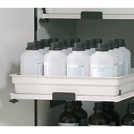 Tablarauszug Abz für asecos Sicherheitsschränke der K-30 und SL-UB Serie, FP-Platte/Polypropylen, grau, B 480 x T 515 x H 80 mm, 11 l, bis 25 kg