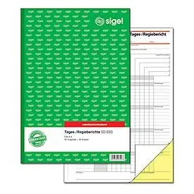 Tages-/Regiebericht Sigel SD030, selbstdurchschreibend, DIN A4, 2 x 40 Blatt