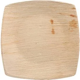 Teller Papstar QUADRATO Pure, Einweg, quadratisch, L 200 x B 200 mm, wasser- & hitzebeständig, kompostierbar, Palmblatt, natur, 25 Stück