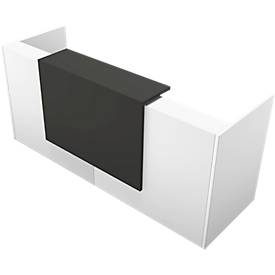 Theke Spezia, gerade, B 2460 x T 880 x H 1130 mm, weiss/Leder grau