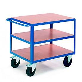 Tischwagen, 3 Ladeflächen, 1200 x 800 mm, Tragkraft 500 kg, für Produktion und Werkstatt