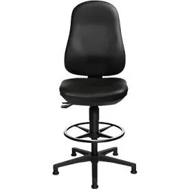 TOPSTAR Bürostuhl POINT 70 Counter, Fussring & Bodengleiter, Höhen- und neigungsverstellbar, Permanentkontakt, Lendenwirbelunterstützung, Kunstleder, schwarz