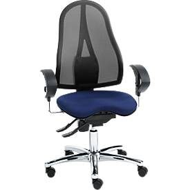 Topstar Bürostuhl SITNESS 15, Permanentkontakt, mit Armlehnen, Netzrücken, Fitness-Orthositz, schwarz/blau