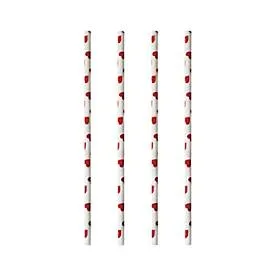 Trinkhalme Papstar Heart, Einweg, L 200 x Ø 6 mm, aus FSC®-zertifiziertem Papier, weiss mit roten Herzen, 100 Stück