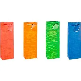 TSI Geschenktasche Laura, für Flaschen, 12 x 8 x 36 cm, reissfest, 12er-Set farbsortiert