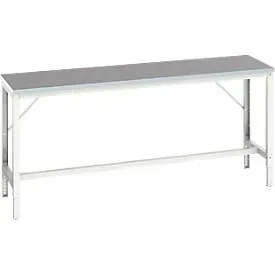 Unterbauwerkbank Bott verso, Linoleum-Platte, 2 Schubladen, 1 Tür, 1 Ablageboden, B 2000 x T 600 x H 930 mm, Lichtgrau / Enzianblau