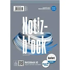 Ursus Style Notizblock DIN A5 Kariert Geheftet Papier Grau Perforiert 100 Seiten