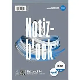 Ursus Style Notizblock DIN A4 Liniert Geheftet Papier Grau Perforiert 100 Seiten