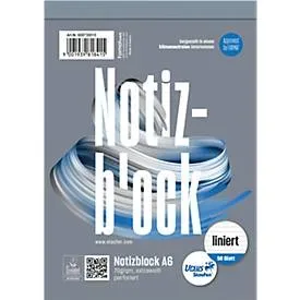 Ursus Style Notizblock DIN A6 Liniert Geheftet Papier Grau Perforiert 100 Seiten