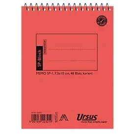 Ursus Style Notizbuch Spezial Kariert Spiralbindung Pressspan Orange Nicht perforiert 96 Seiten 48 Blatt